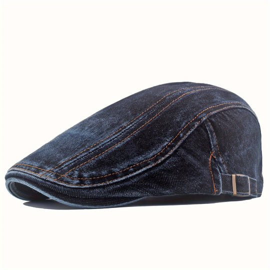 Washed Denim Newsboy Cap for Men