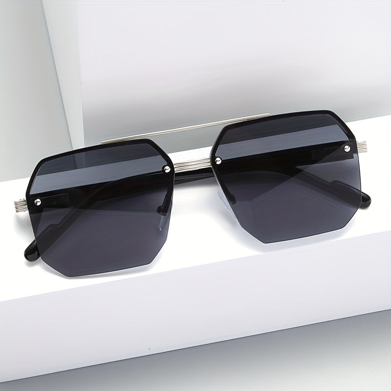 Men's Half Frame Polygonal Metal Casual Glasses