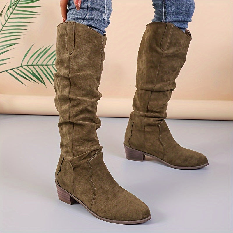 Long V-neck boots for women