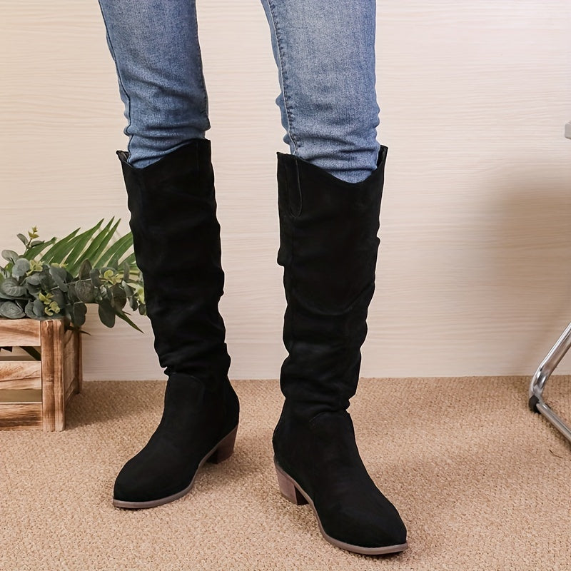 Long V-neck boots for women