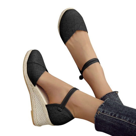 Enkelband Espadrille Wedges aus Segeltuch