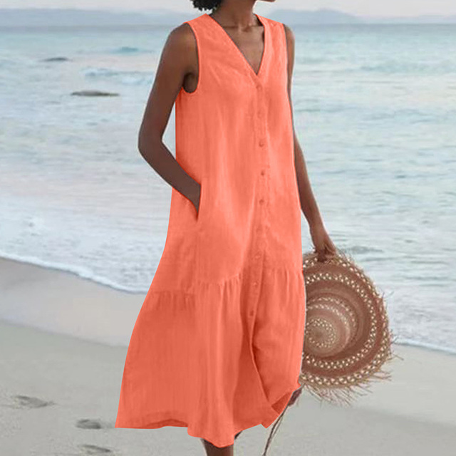 Sleeveless Linen Dress for Women