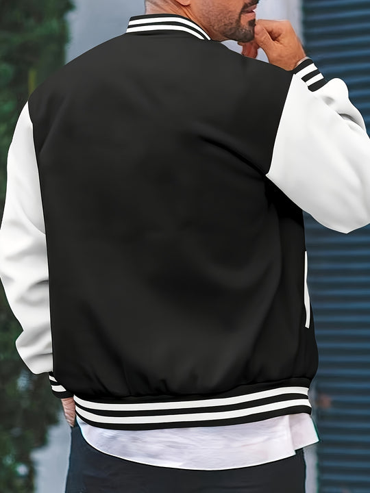 Chic Block Baseball Collar Jacket