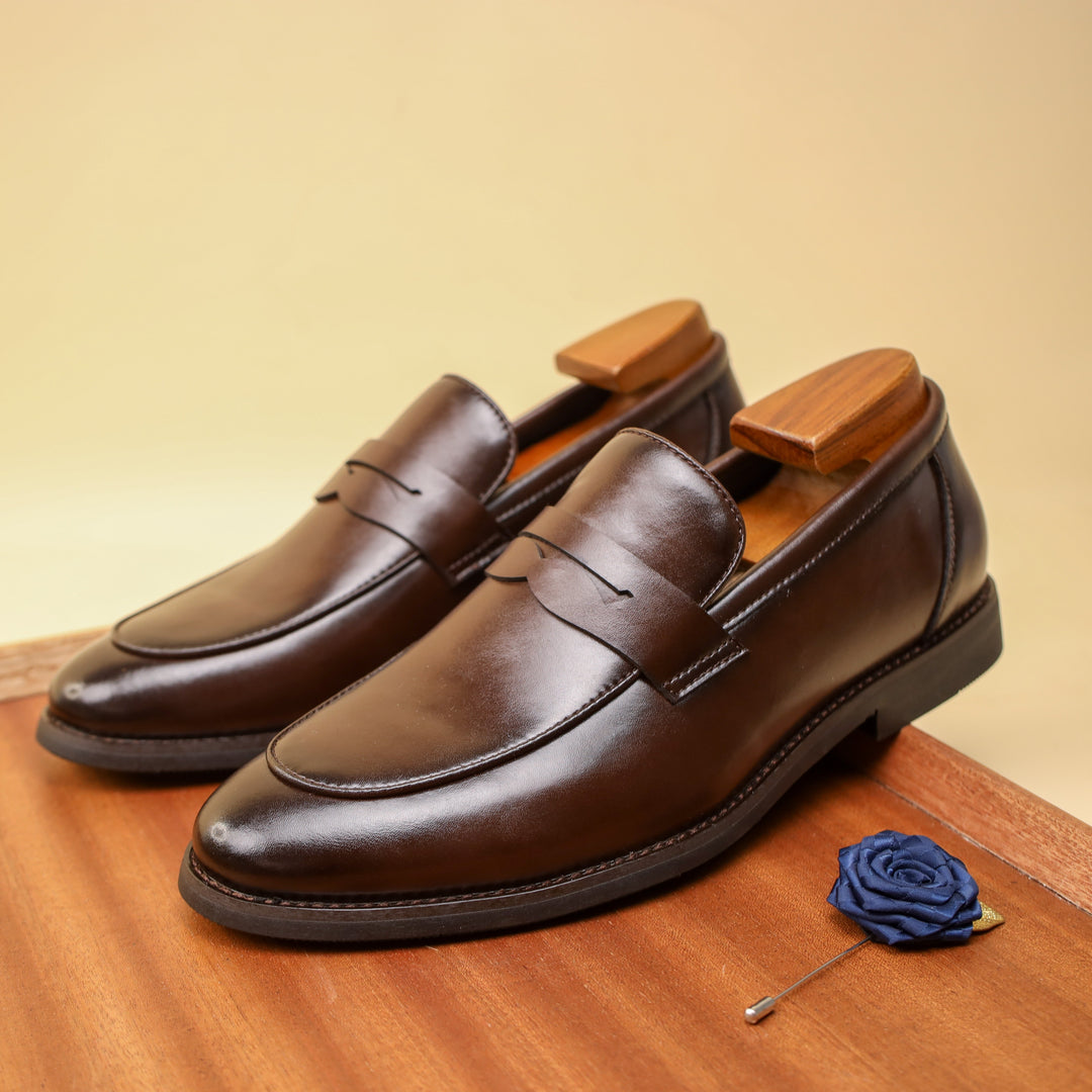 Men's Penny Shoes made of split cow leather