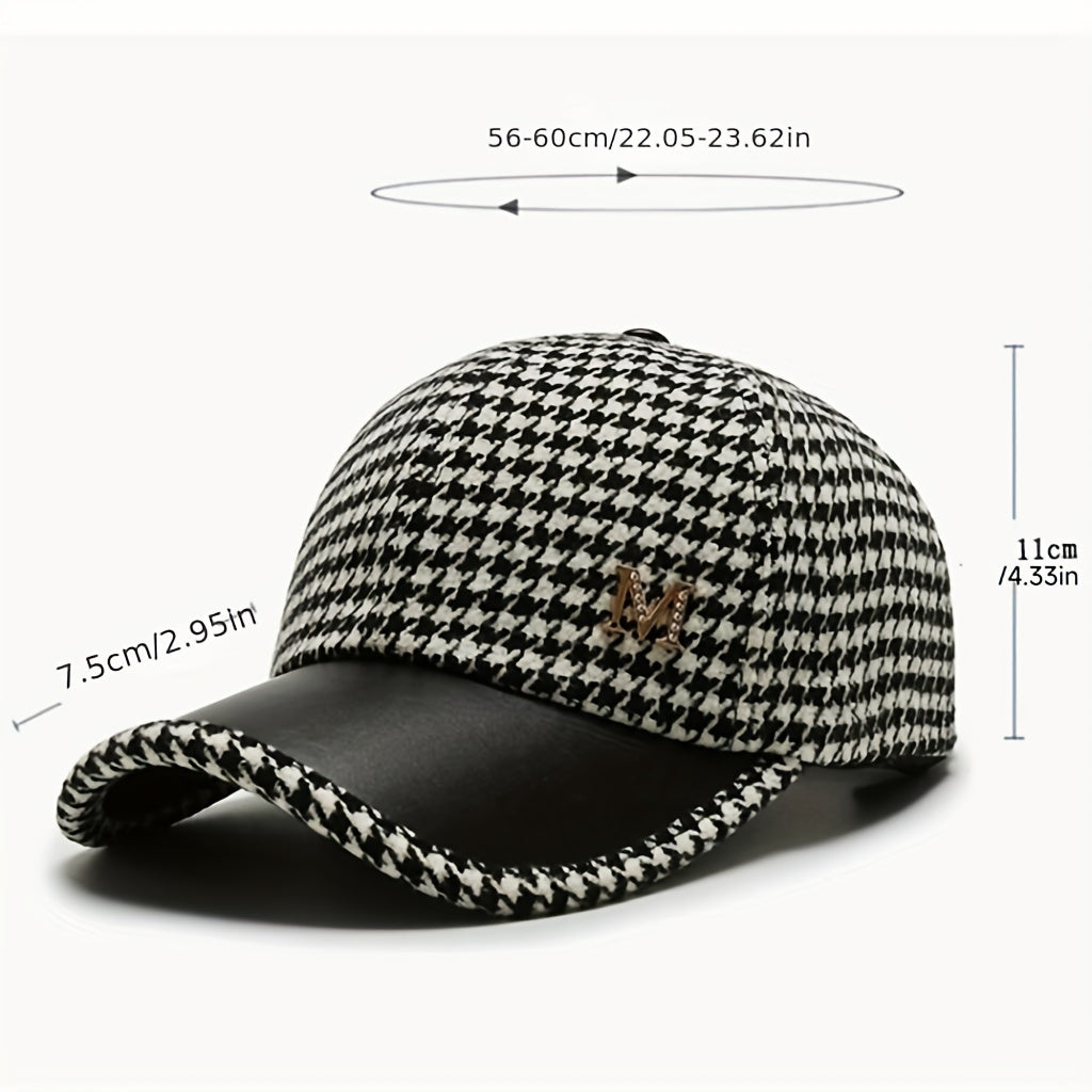 baseball cap with houndstooth pattern