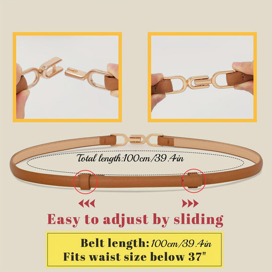 3pcs Trendy Skinny Thin PU Leather Belt Set