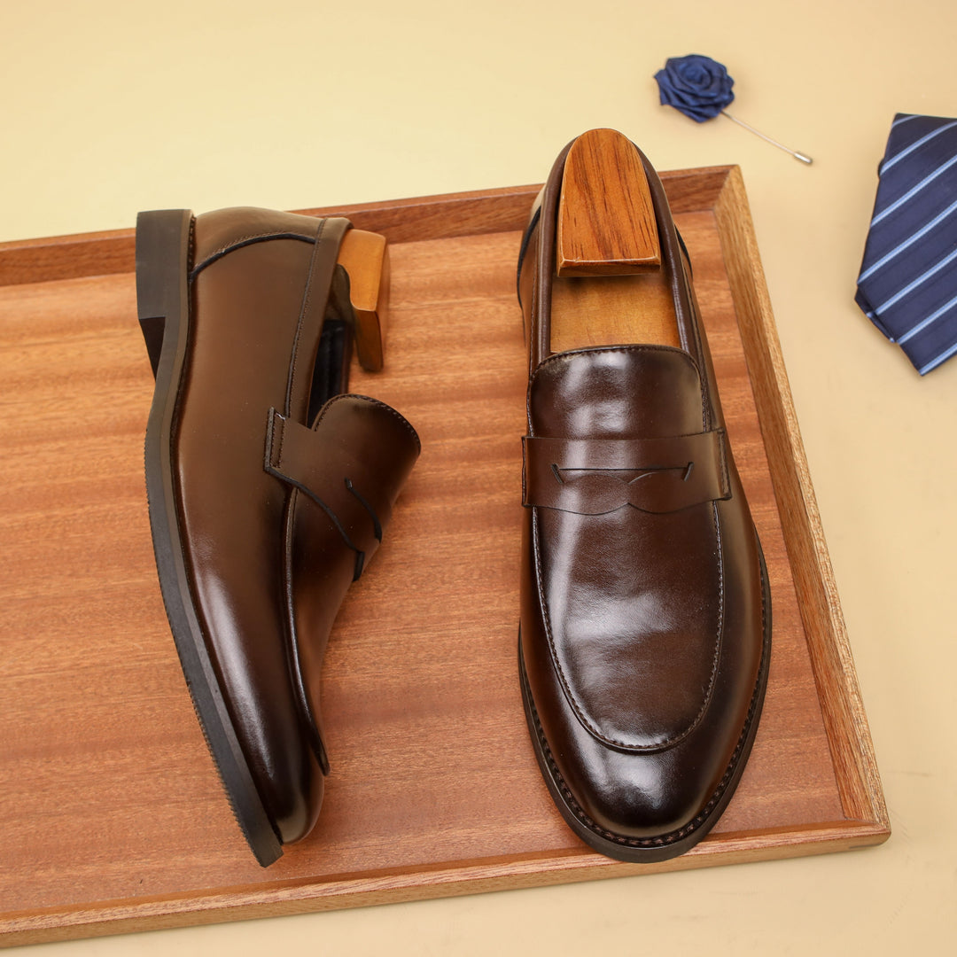 Men's Penny Shoes made of split cow leather