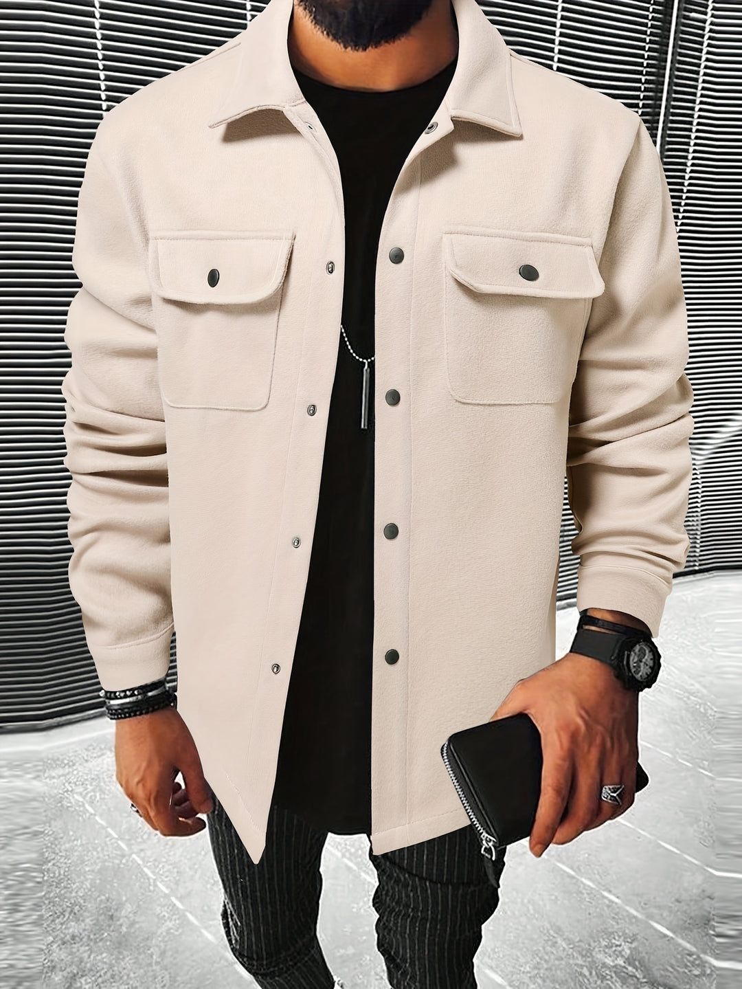 Men's Casual Jacket with Flap Pocket