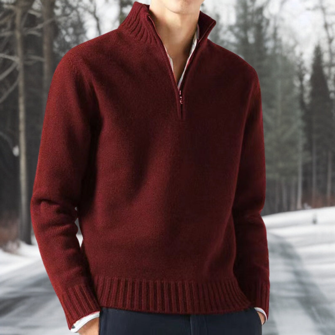 Warm basic knitted sweater for men