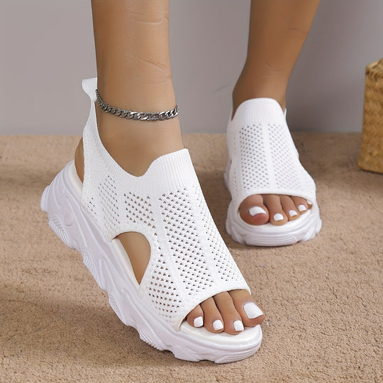 women knit platform sandals