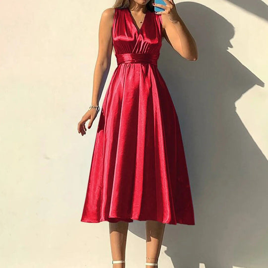 Sleeveless Satin Maxi Dress