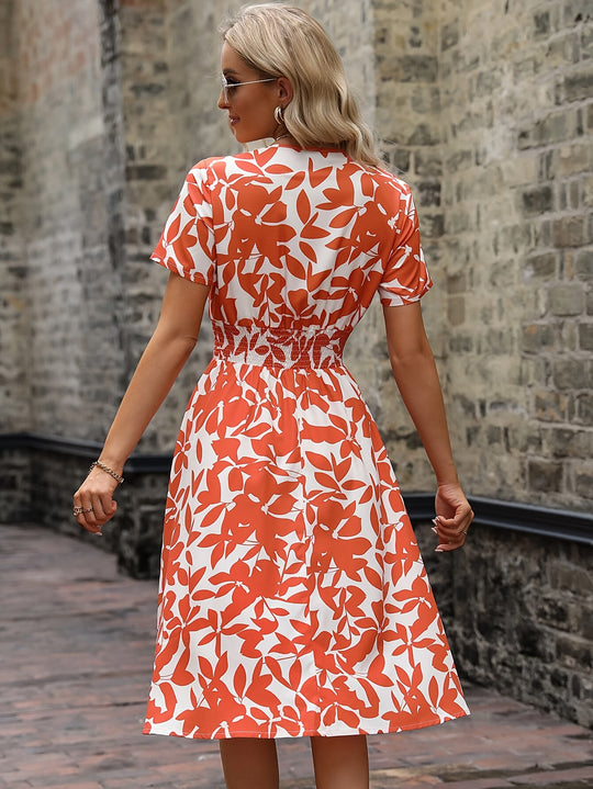 Floral wrap dress with short sleeves