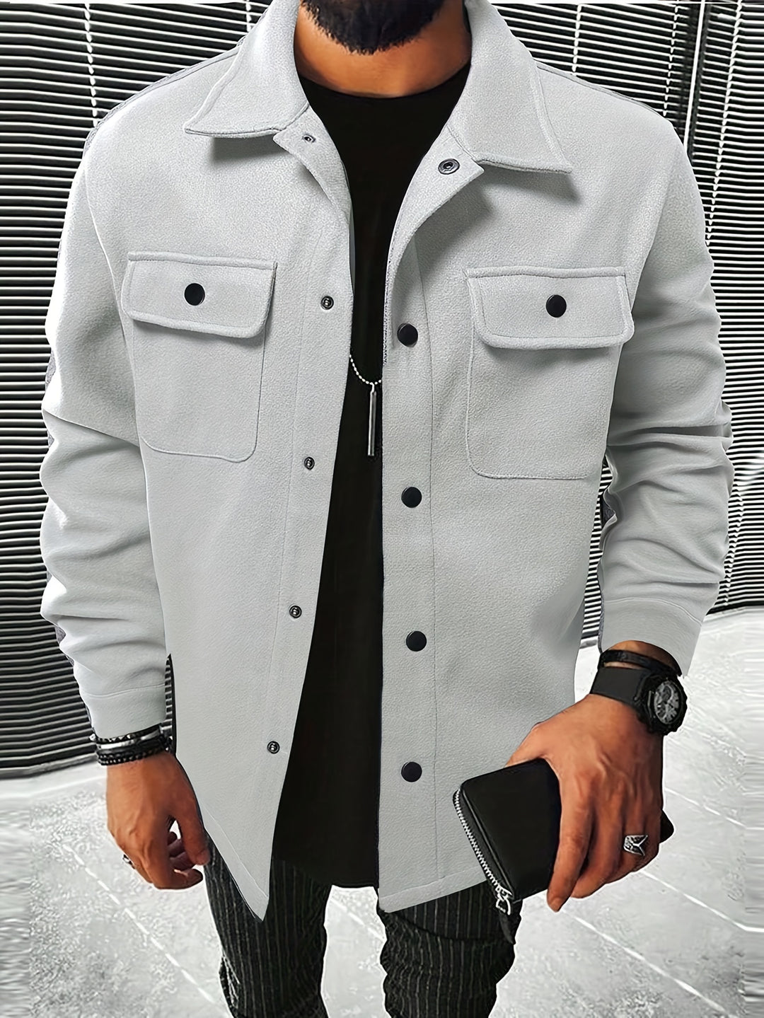 Men's Casual Jacket with Flap Pocket