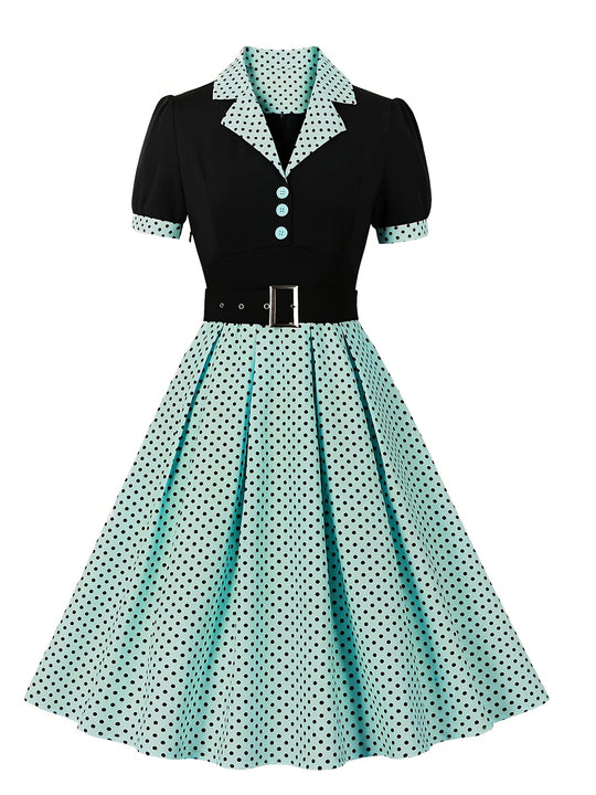 Elegant polo dress with polka dot pattern