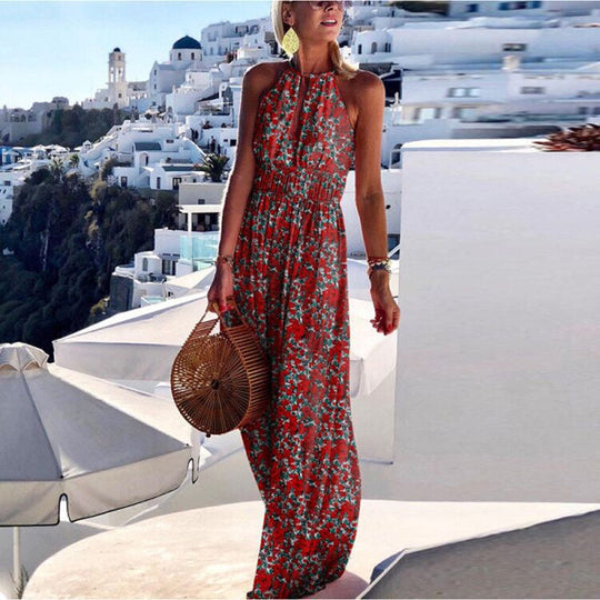 Casual Printed Strap Maxi Dress