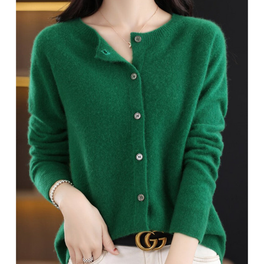 Super soft O-neck cardigan for women