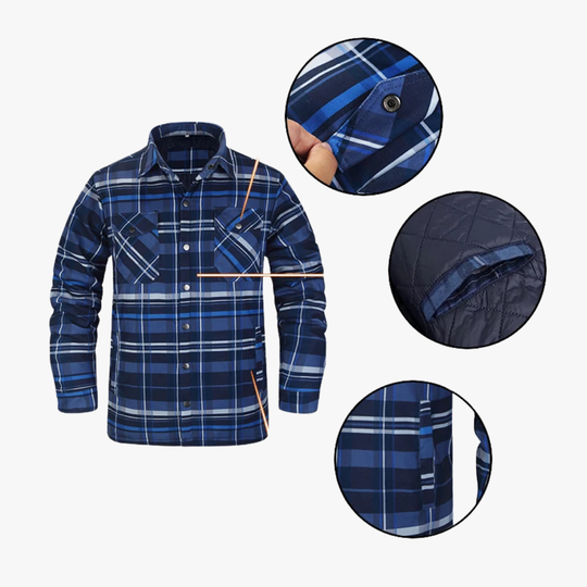 Checkered Quilted Shirt Jacket for Men