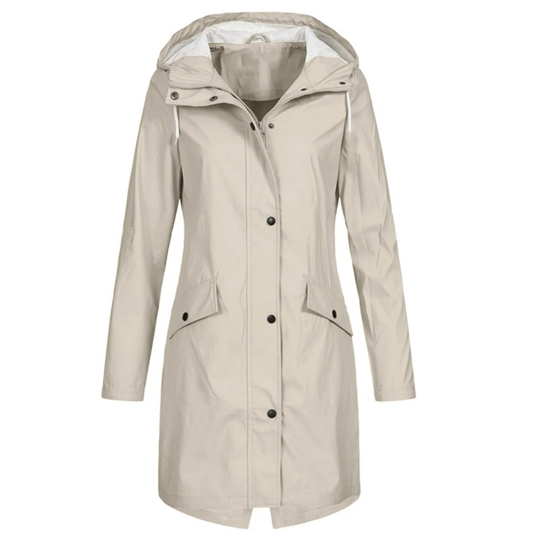 Long windproof trench coat with hood