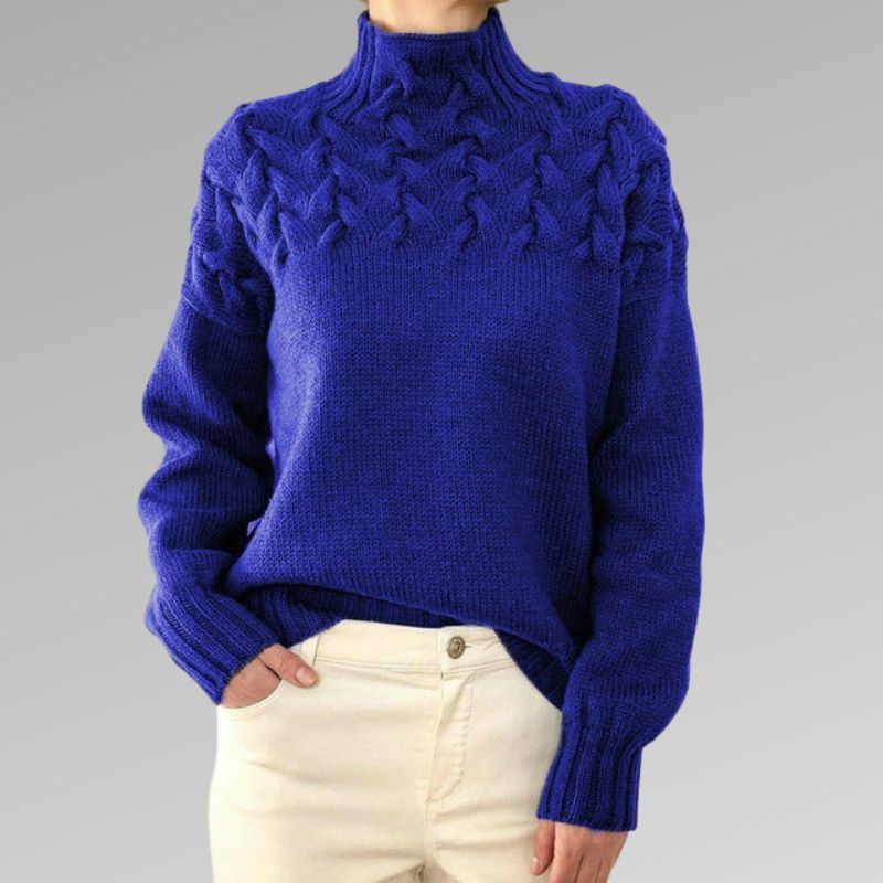 Unifarbener Rollkragenpullover für Damen