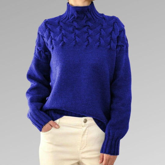 Unifarbener Rollkragenpullover für Damen