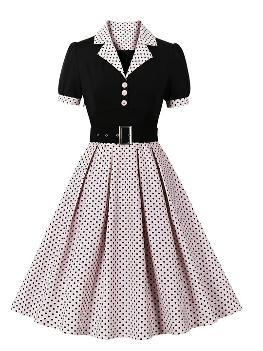 Elegant polo dress with polka dot pattern