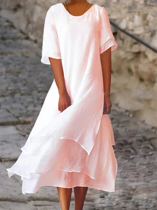 Two-layered dress with slit