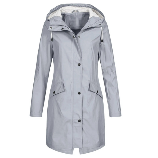 Long windproof trench coat with hood