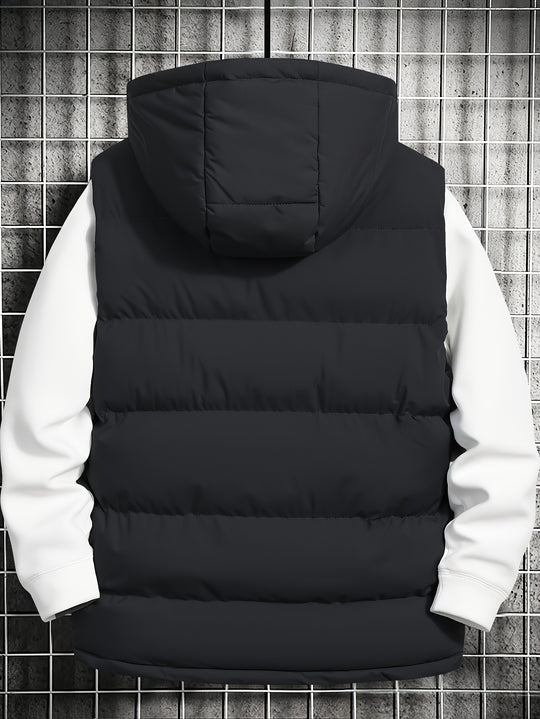 hooded pocket down vest jacket