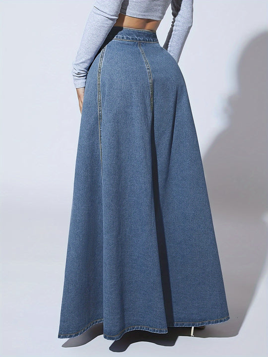 Blue Denim Maxi Skirt for Women