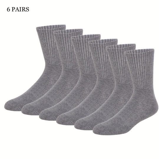 Men's Solid Cotton Short Crew Socks (6 Pairs)