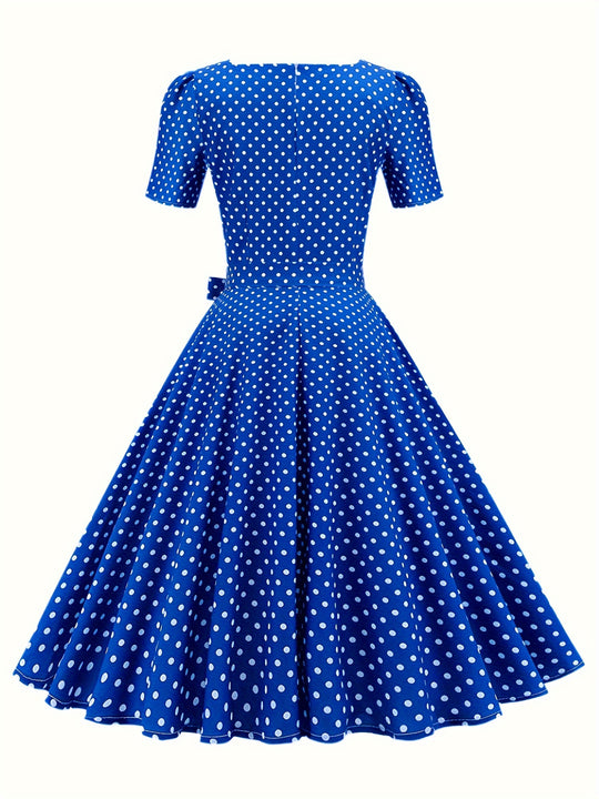 Vintage-Kleid mit kurzen Ärmeln und Tupfen