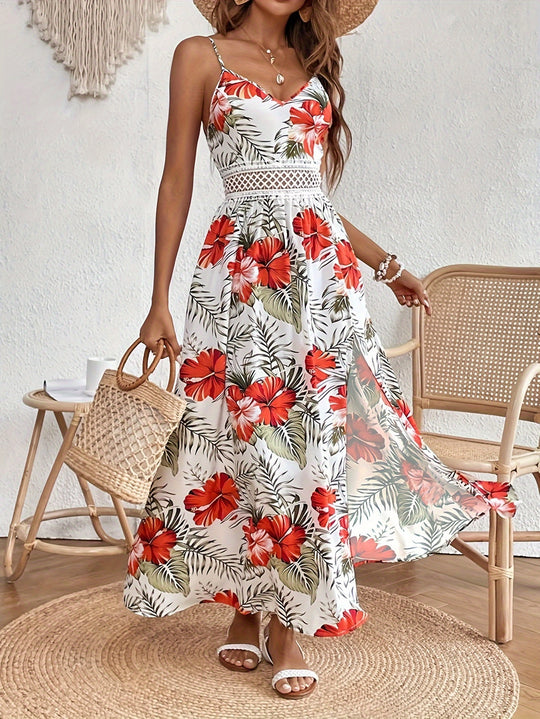 spaghetti strap dress with floral pattern