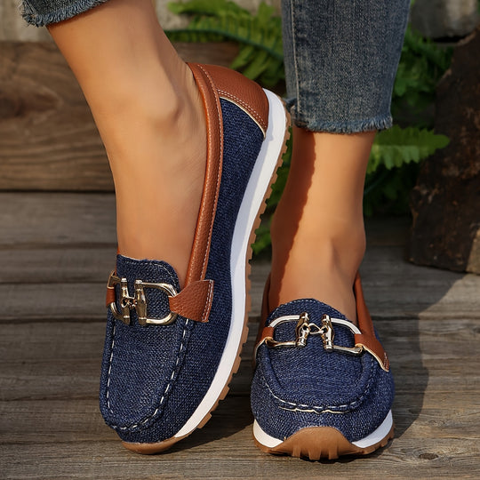 Metal Buckle Loafers for Women