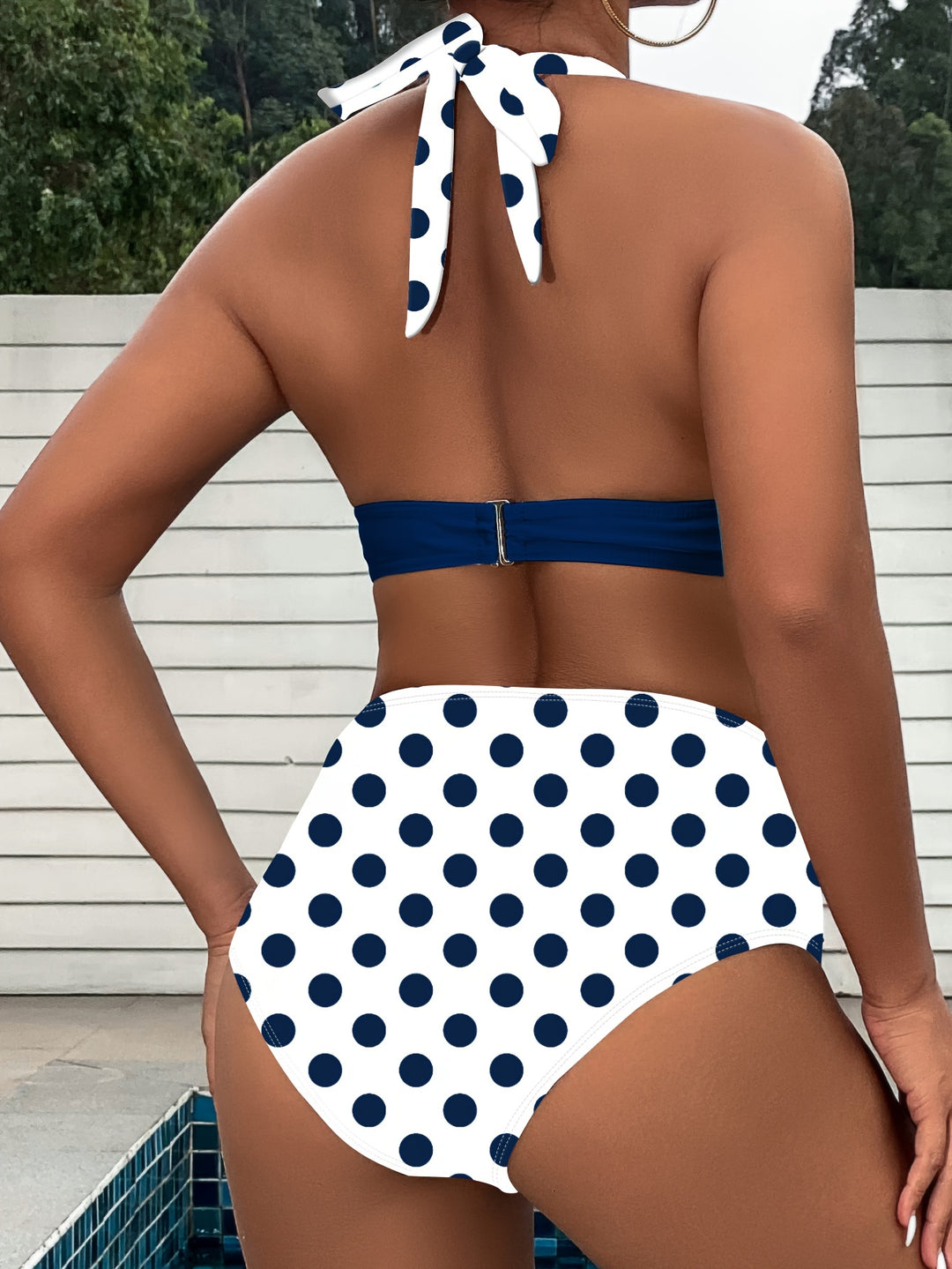 Patchwork Bikini Set with Bow Knot