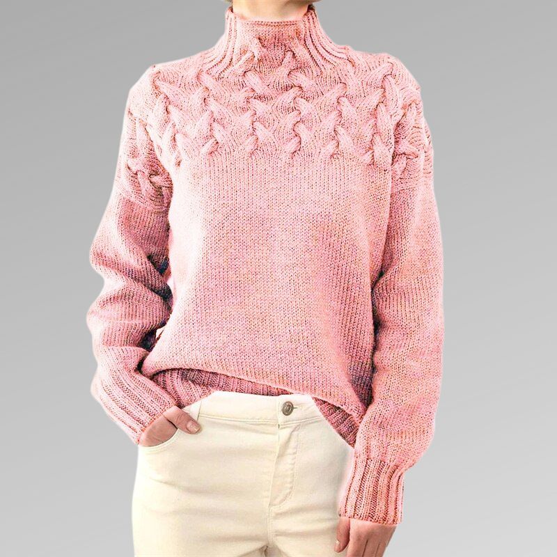 Unifarbener Rollkragenpullover für Damen