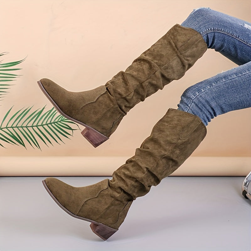 Long V-neck boots for women