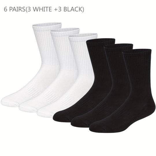 Men's Solid Cotton Short Crew Socks (6 Pairs)