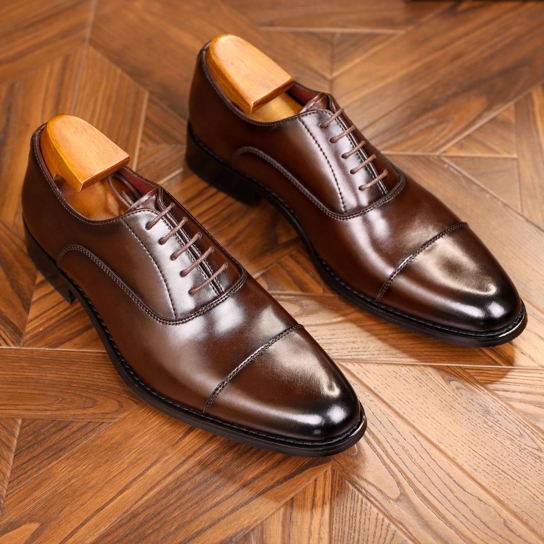 Men's Leather Cap Toe Oxford Shoes