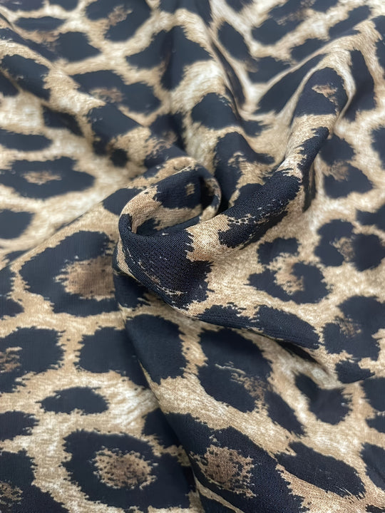 Leopard-Rüschen-Bluse mit Kordelzug