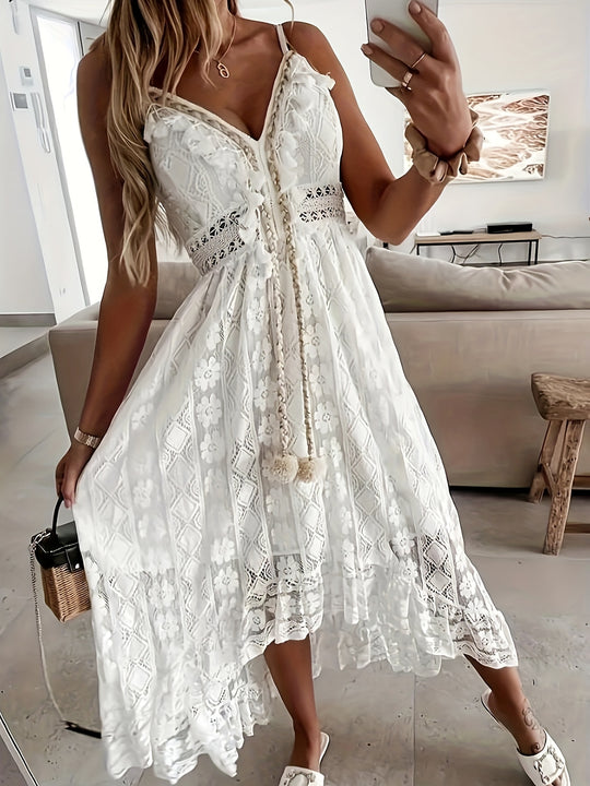 Elegant solid spaghetti strap dress