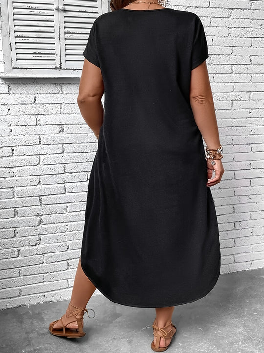 Plus Size V-Neck Short Sleeve Dress