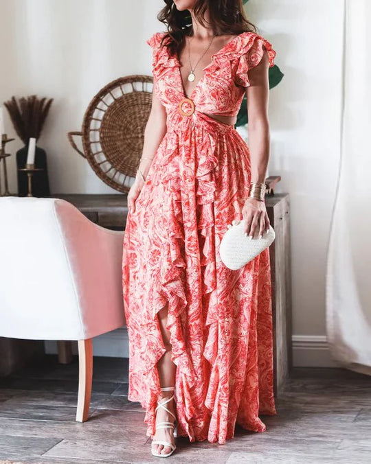 Floral Maxi Dress with Layered Ruffles