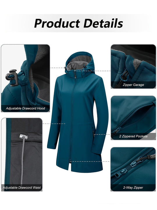 Long softshell jacket for women