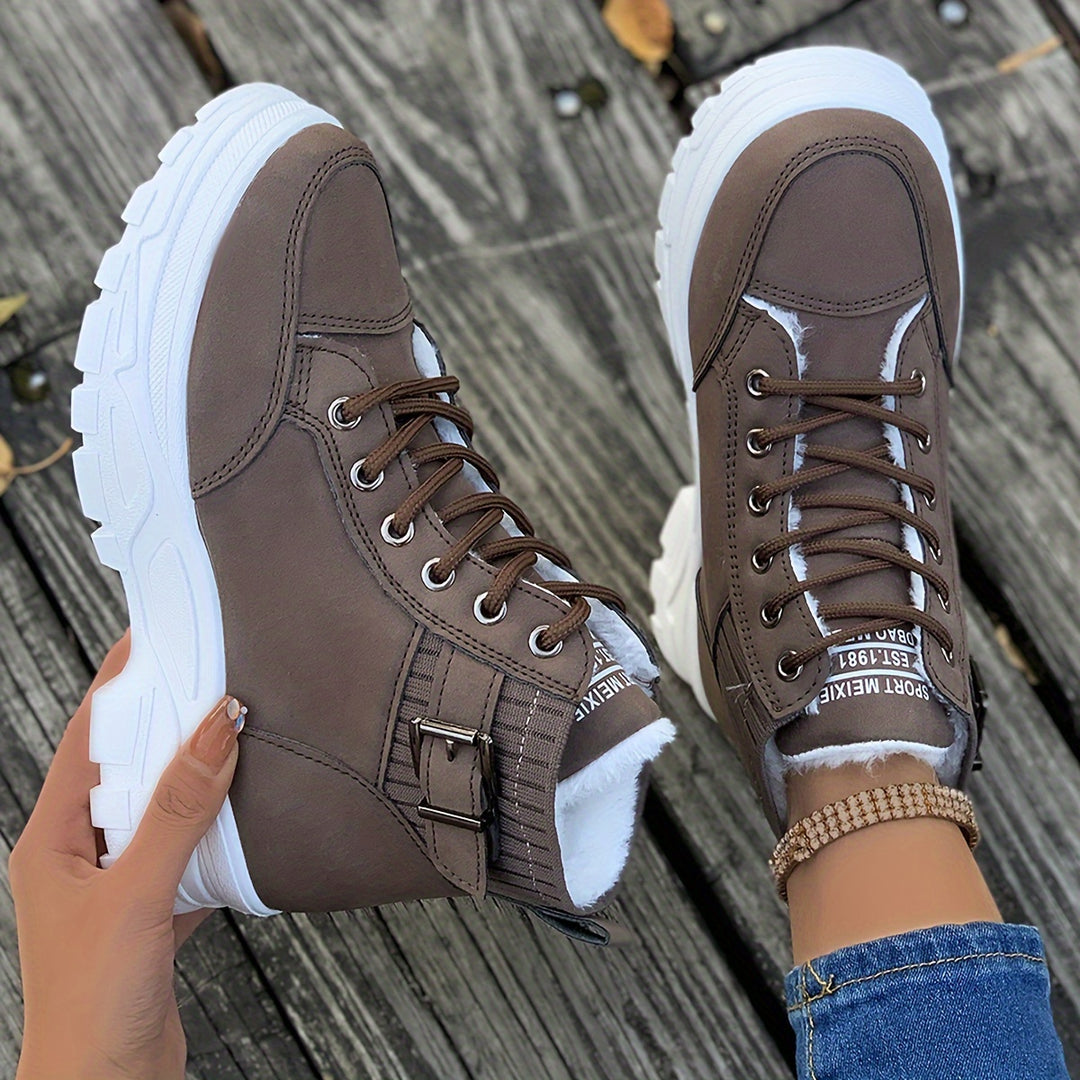 Plush-lined winter sneakers for women