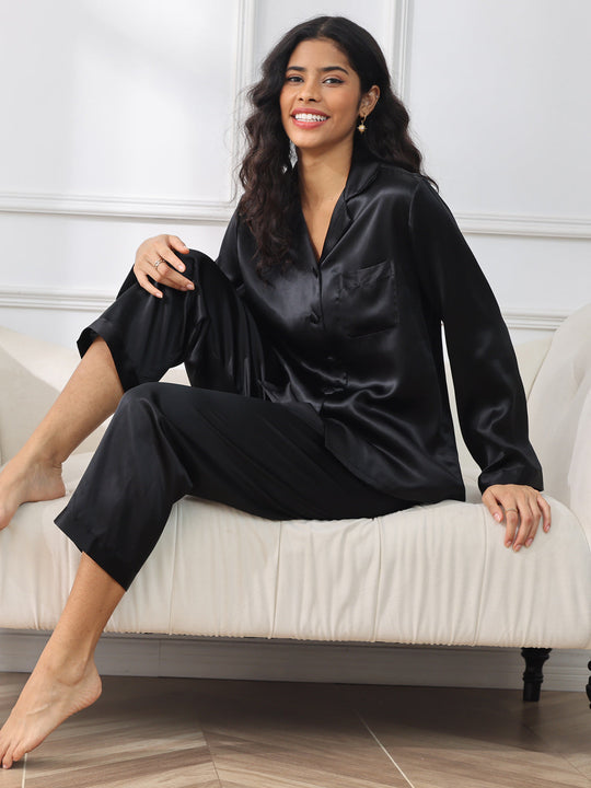 Luxurious pure silk pajama set with buttons