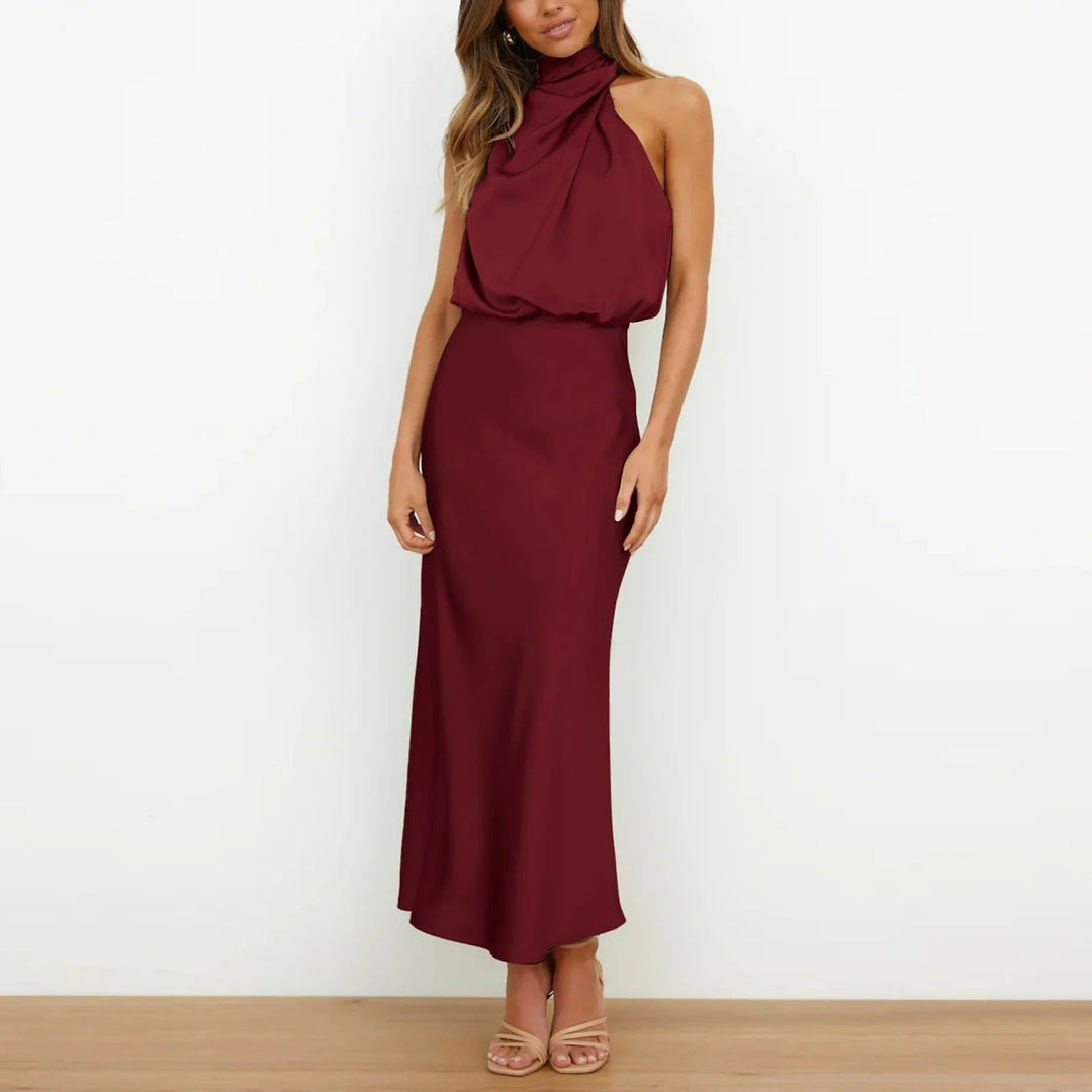 satin halter neck maxi dress