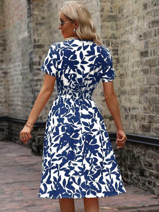 Floral wrap dress with short sleeves