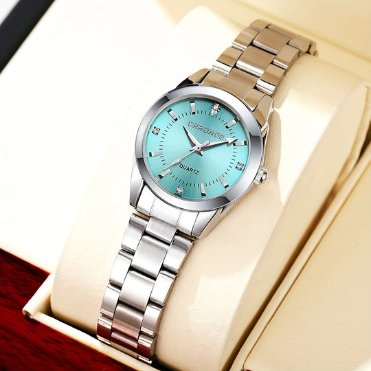 Luxurious quartz ladies watch with rhinestones