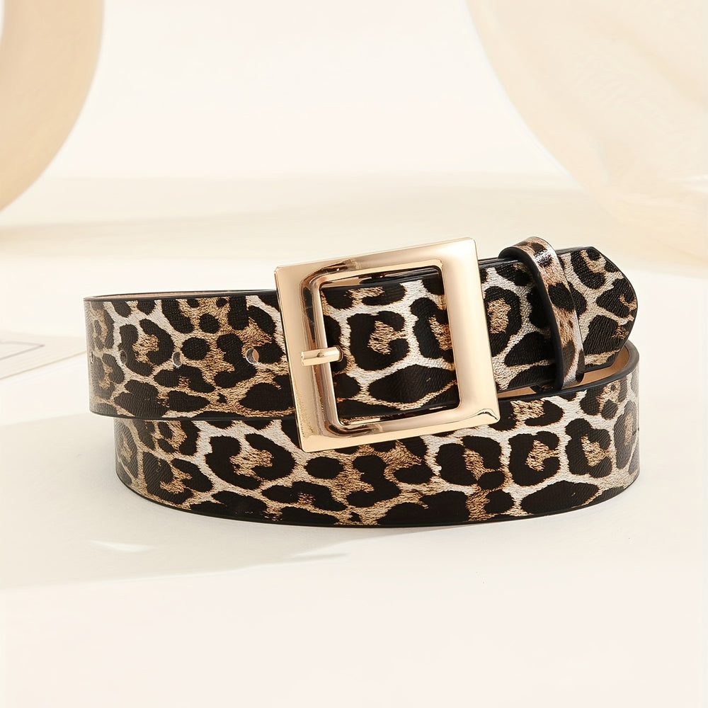 Stylischer Leoparden Print PU Leder Gürtel