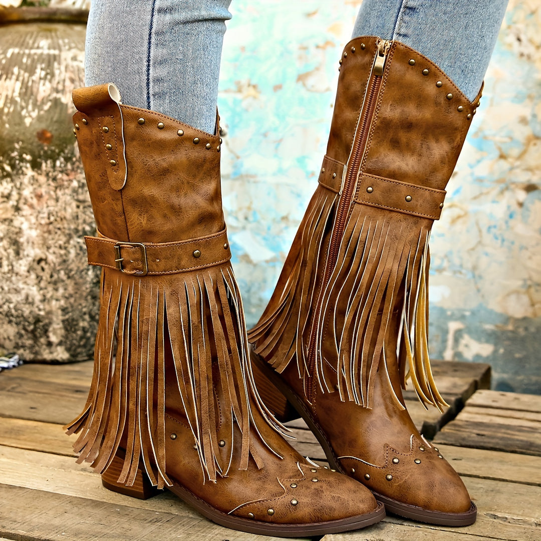 cowboy boots with buckle straps for women